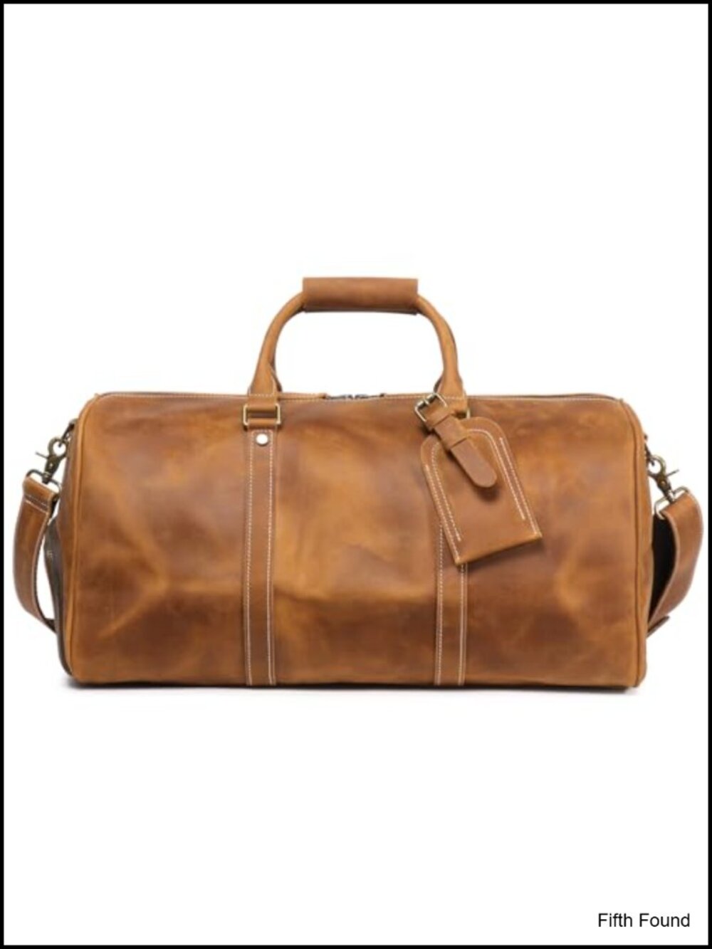 Men's Top Grain Leather Travel Duffel Bag with Shoe Compartment